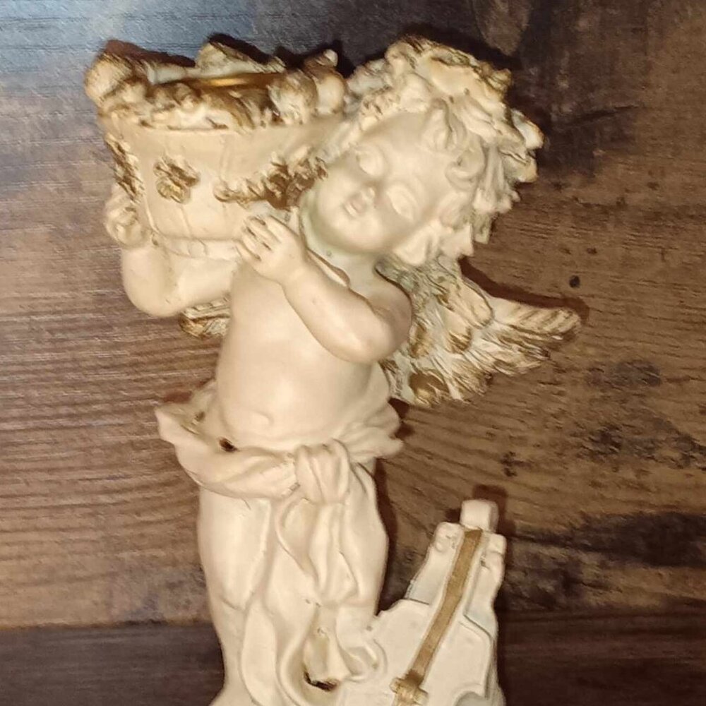 Angel Candle Holder with Gold Trim